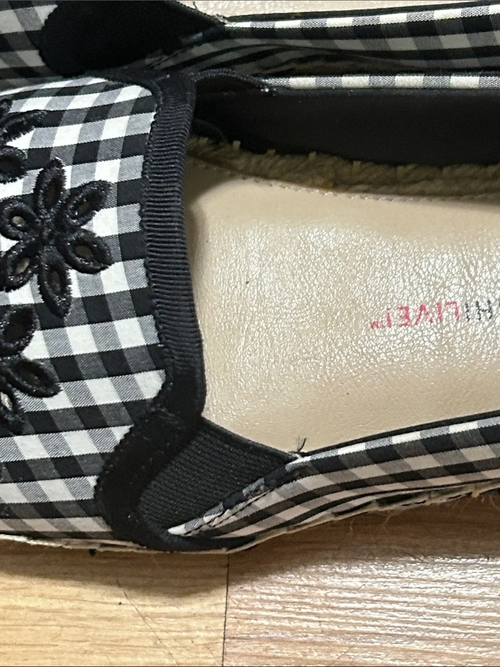 Isaac Mizrahi Black & White Gingham Espadrille Flats Size 8.5 NWOT